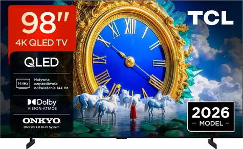 98" TCL 98A400 černá / Televize / QLED / 4K UHD / Google TV / Wi-Fi 5 / Dolby Vision