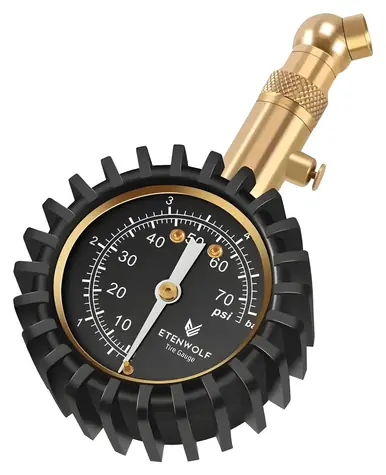 Etenwolf G200 / Tlakoměr / 0–75 PSI (0–5 bar) / mosazné tělo / otočná špička 360°
