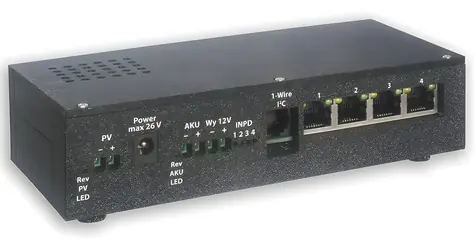 Tinycontrol PoE switch pro fotovoltaiku / Switch / PoE / 4 porty / Provoz na baterii