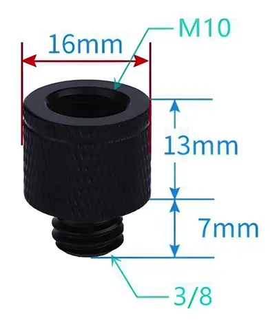 STABLECAM adaptér M10 na 3/8" černý / Adaptér / hliníková slitina / 6 g