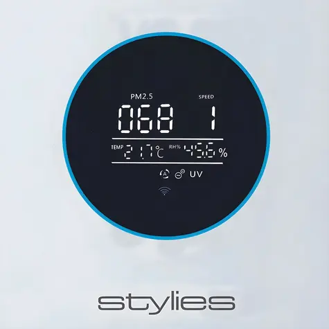Stylies Alpha bílá / Čistička vzduchu / zvlhčování vzduchu / ionizátor / ovládání přes mobil / do 96 m2