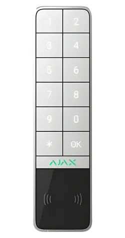 AJAX KeyPad Outdoor Jeweller (8EU) ASP bílá / Bezdrátová klávesnice / venkovní / mechanická / dosah 1700 m