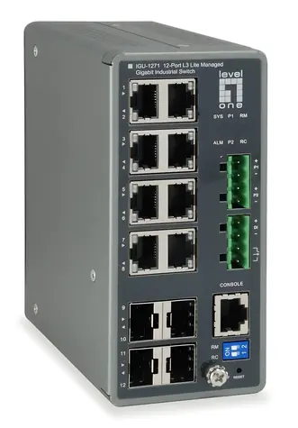 LevelOne IGU-1271 TURING / Průmyslový switch / 8x GE / 4x SFP / Managed L3 Lite / DIN lišta