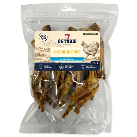 Ontario Pure Nature kuřecí pařátky sušené / Pamlsek pro psy / 250 g