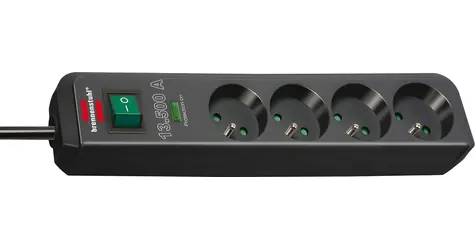 Brennenstuhl Eco-Line černá / Přepěťová ochrana / 4 zásuvky / 1,5 m