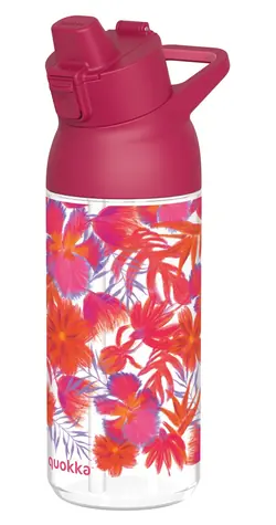 Quokka Swift 785 ml Red Flowers / Láhev na vodu / S pítkem / Ecozen / BPA free