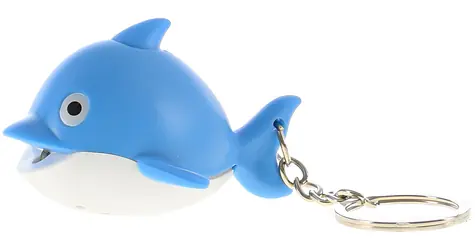 Přívěsek na klíče delfín 5 cm / Klíčenka / Světlo a zvuk / Plast, kov / Na baterie
