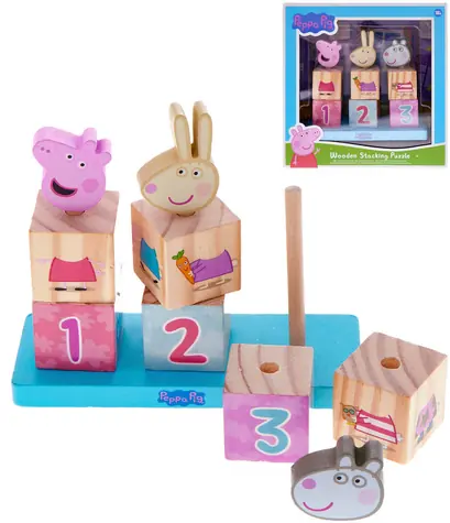 PEPPA PIG Navlékací kostky / Dřevo / 9 dílků / od 18 měsíců