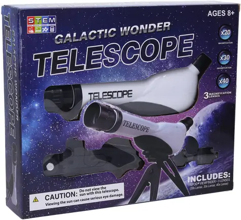 Wiky Dětský hvězdářský teleskop / Teleskop / Zvětšení 20x/30x/40x / Otočný objektiv / Stativ a výměnné čočky