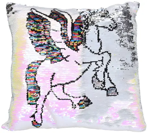 WIKY Flitrový polštářek Pegas duhový / 38 x 38 cm / od 3 let