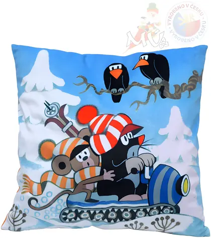 MORAVSKÁ ÚSTŘEDNA Polštář Krtek a skútr / 30 x 30 cm / mikrovelur / od 3 let