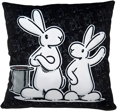 MORAVSKÁ ÚSTŘEDNA Polštář Bob a Bobek černý / 30 x 30 cm / 100% polyester