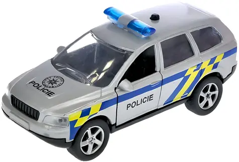 Auto policie kov-plast 11 cm / Na zpětné natažení / Světlo a zvuk / Česky mluvící / od 3 let