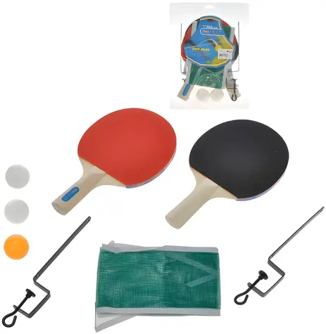 Sada na stolní tenis / 2 pálky 25 cm + síťka + 3 míčky / od 3 let
