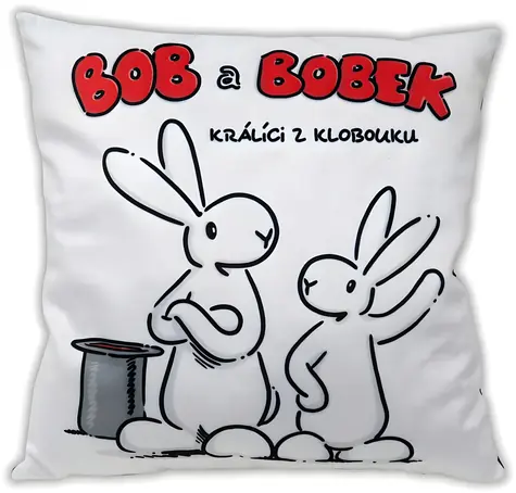 MORAVSKÁ ÚSTŘEDNA Polštář Bob a Bobek bílý / 30 x 30 cm / 100% polyester