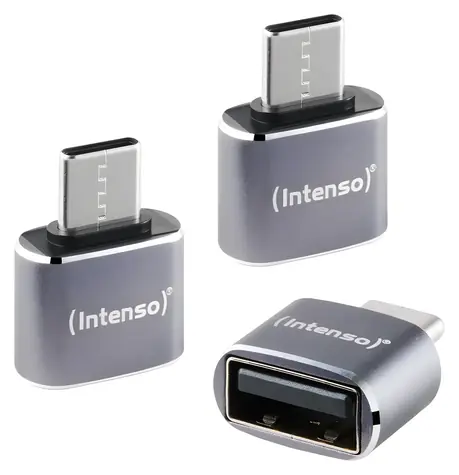Intenso A480C antracitová / Adaptér USB-A na USB-C / Hliníkové tělo / 3 ks / USB 2.0