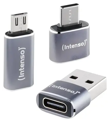 Intenso Mix480 šedá / Sada adaptérů USB / USB-C na USB-A, USB-A na USB-C, USB-C na microUSB / USB 2.0