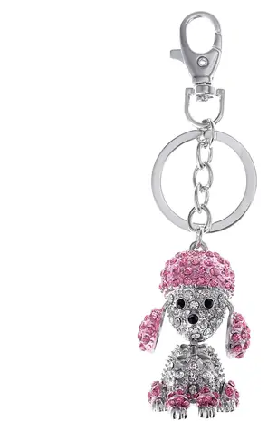 PINK Přívěsek na klíče stříbrný pes / Klíčenka / 12 cm