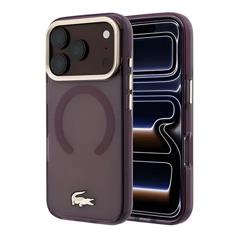 Lacoste MagSafe Kryt pro iPhone 18 Pro bordová / Kryt / PC/TPU / Matný vzhled / Zlaté logo