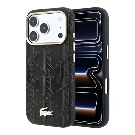 Lacoste PVC Semi Wrap Blend Embossed hnědá / Zadní kryt / iPhone 18 Pro / MagSafe