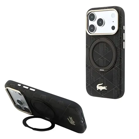 Lacoste PVC Semi Wrap Blend Ring Stand světle zlatá / Zadní kryt / iPhone 18 Pro / MagSafe