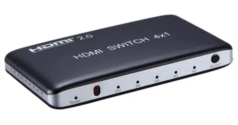 PremiumCord HDMI switch 4:1 černá / HDMI přepínač / plastový / 4K 60Hz / dálkové ovládání / HDCP 2.2