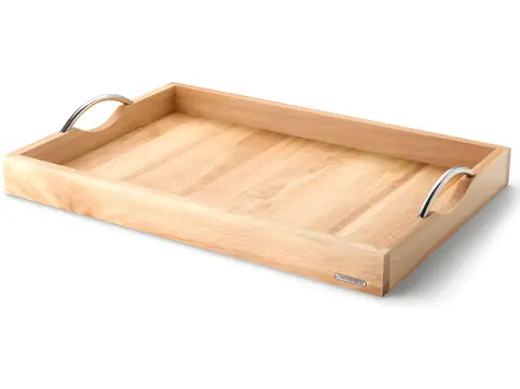 Continenta Tác s kovovými madly / Tác / gumovníkové dřevo / 53 x 36 x 5 cm