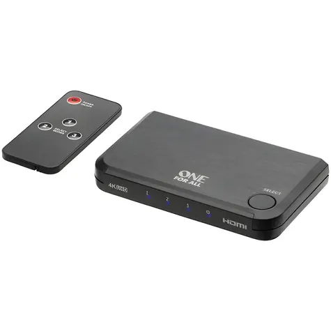 One For All SV1632 černá / Přepínač HDMI / 3x HDMI / 4K 60Hz / dálkové ovládání