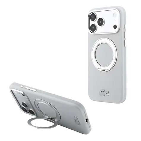 Lacoste PVC Petit Pique Semi Wrap Ring Stand světle šedá / Zadní kryt / iPhone 18 Pro / MagSafe