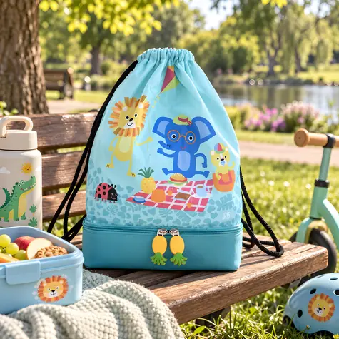 Iris Barcelona Dětský termovak na svačinu Funny Jungle mentolová / Termovak na svačinu / 5 l