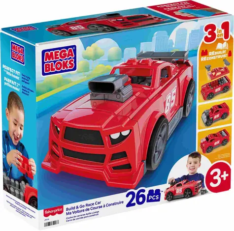 MEGA BLOKS Stavebnice Závodní auto 3 v 1 / 26 dílků / od 3 let