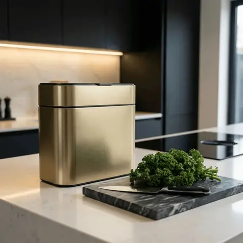 Simplehuman Odpadkový koš na kompostovatelný odpad 4 l matně zlatá / Odpadkový koš / nerezová ocel / víko