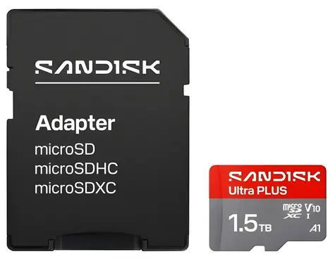 SanDisk Ultra Plus microSDXC 1,5 TB / Paměťová karta microSD / UHS-I / Class 10, U1 / čtení: až 150 MB/s / A1