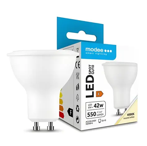 Modee Spot GU10 / LED žárovka / 6W náhrada 42W / studená bílá 4000K / 550 lm
