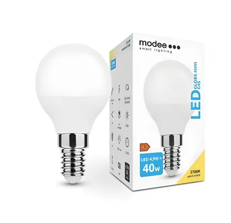 Modee LED žárovka Mini Globe E14 4,9W / Žárovka / náhrada za 40W / teplá bílá 2700K / 470 lm