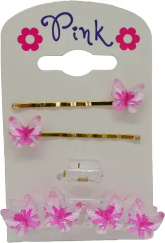 SPARKYS Sada vlasových doplňků PINK Motýl / Sponky a skřipec / 3 ks