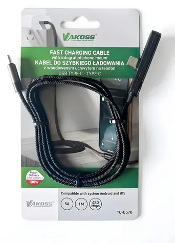 Vakoss TC-U570 černá / USB kabel USB-C - USB-C / Stojánek / 100W / 1m