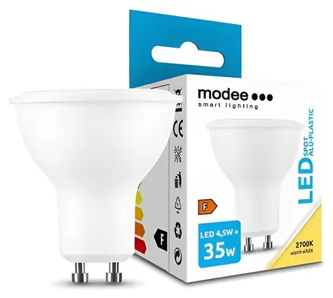 Modee LED žárovka Spot GU10 4,5W / Žárovka / náhrada za 35W / teplá bílá 2700K / 400 lm