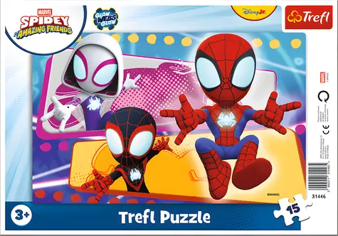 TREFL Puzzle Spidey a jeho úžasní přátelé: Pavoučí parta / 15 dílků / 25,8 x 15,9 cm