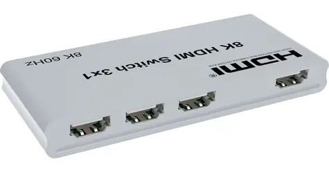PremiumCord HDMI switch 3:1 šedá / HDMI přepínač / 8K 60Hz / 4K 144Hz / dálkové ovládání