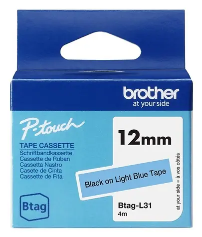 Brother BTAG-L31 páska černá / světle modrý podklad / šířka 12 mm / 4 m