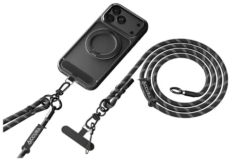 Accura Šňůrka na telefon 150 cm bílo-černá / Šňůrka na telefon / Univerzální