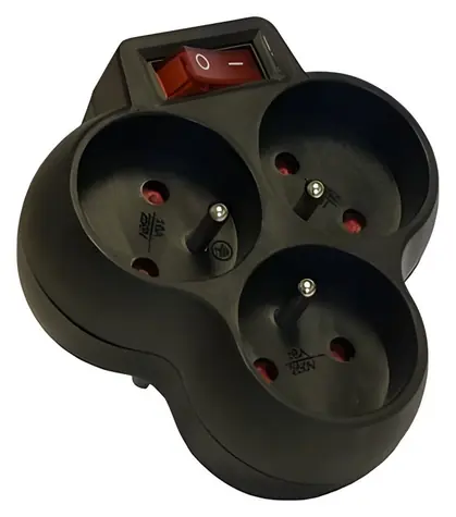 Konnoc DX-FB03K černá / Rozbočka / 230V / 3x10A / s vypínačem