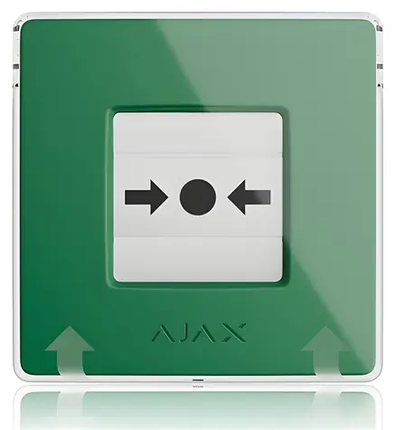 Ajax ManualCallPoint zelená / Bezdrátové požární tlačítko / dosah 1700 m / výdrž baterie 7 let