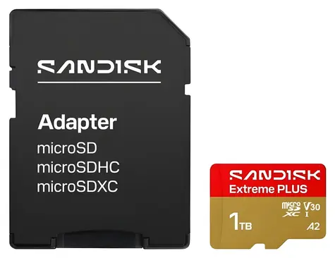 SanDisk Extreme PLUS 1 TB microSDXC / Paměťová karta / UHS-I U3 V30 A2 / R250/W170 MB/s / SD adaptér v balení