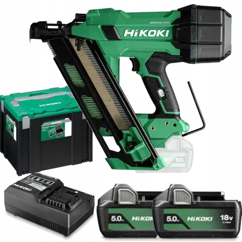 HiKOKI Aku hřebíkovačka 50-90 mm / Aku hřebíkovačka / 18V / 2x 5,0 Ah Li-Ion / Nabíječka