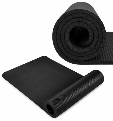 TOPKO Podložka na cvičení 10 mm černá / Podložka na cvičení / 183 x 61 cm / NBR / s popruhem