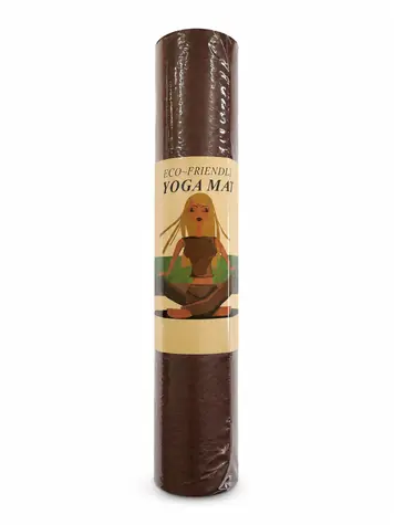 TOPKO Yoga podložka 6 mm hnědo-růžová / Podložka na cvičení / TPE / s popruhem / 183 x 61 cm