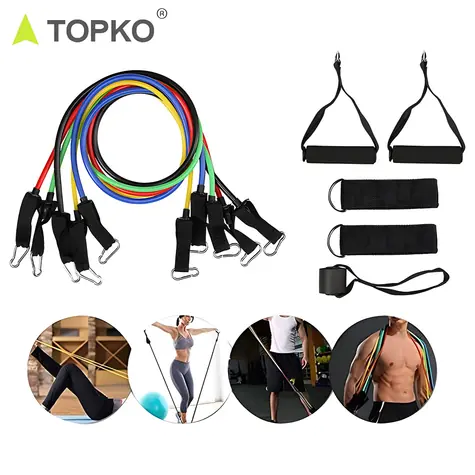 TOPKO Sada posilovacích gum a expandérů 11 ks / Sada posilovacích gum / Odpor 10-50 lbs / Cestovní taška