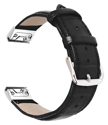 X-SITE Kožený řemínek pro Garmin QuickFit 22mm černý / Řemínek / Kožený / 22 mm / Kovová přezka